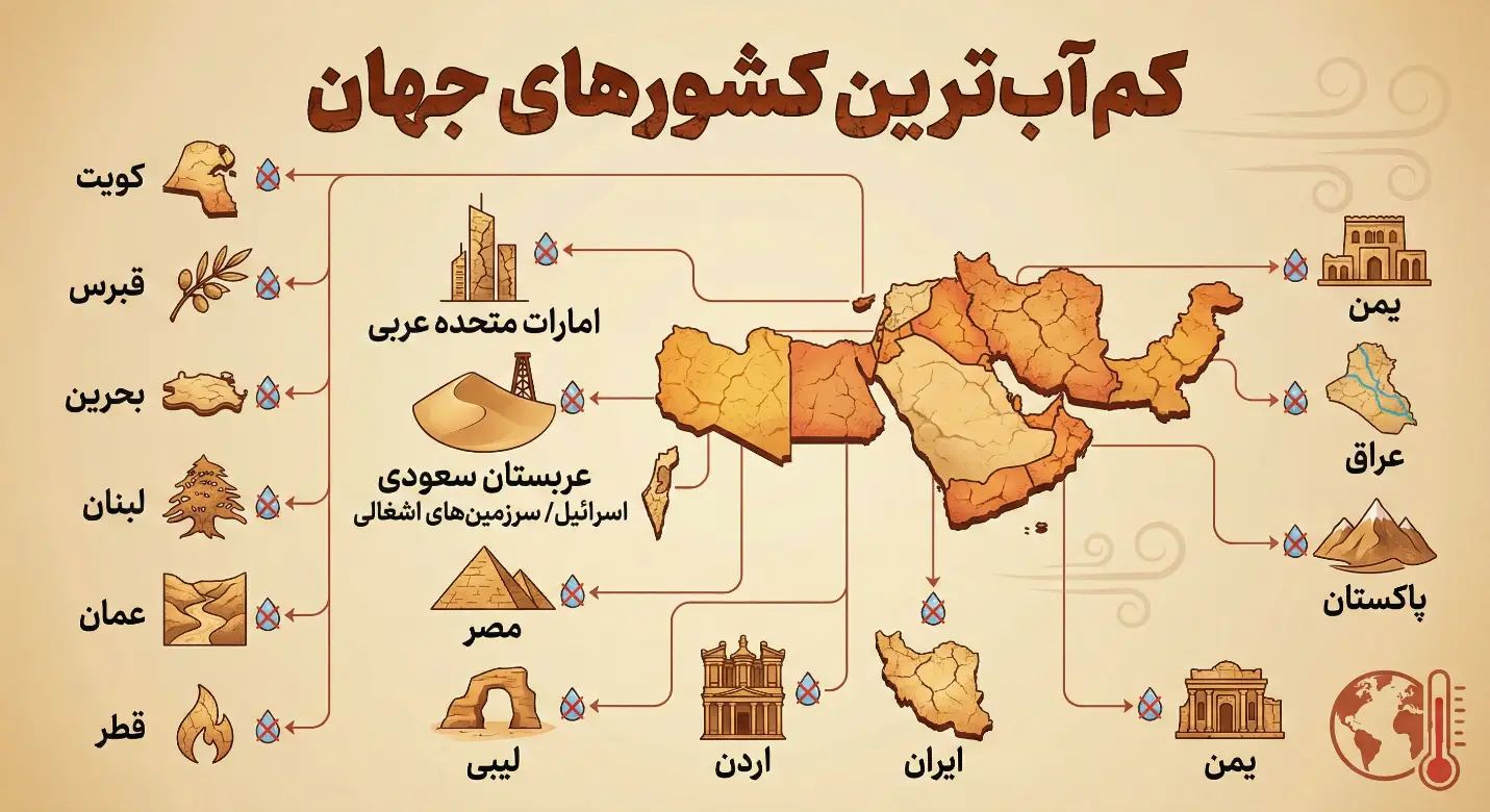 کم آب ترین کشور های جهان